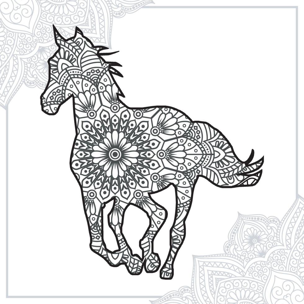 mandala de cheval. éléments décoratifs vintage. motif oriental, illustration vectorielle. vecteur