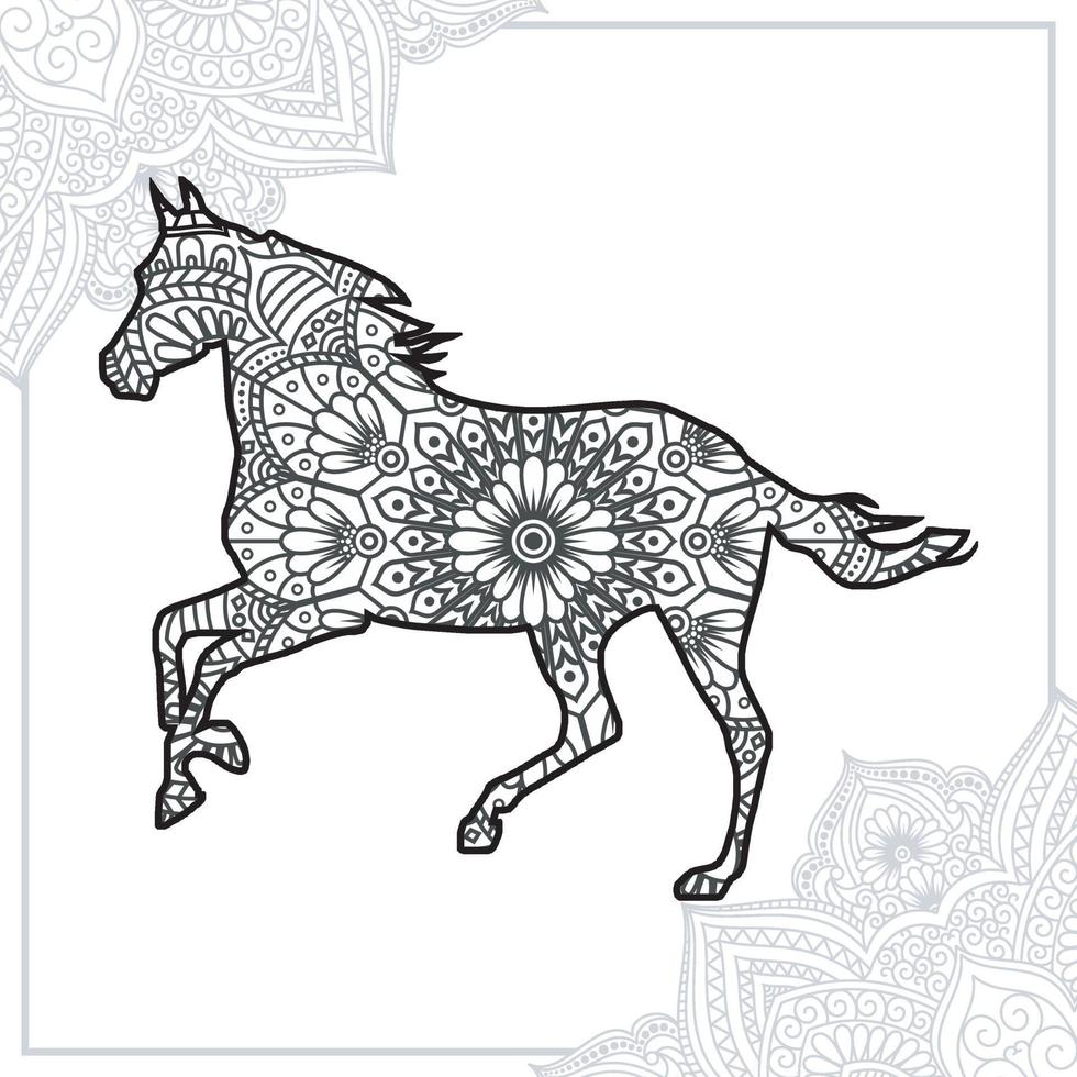 mandala de cheval. éléments décoratifs vintage. motif oriental, illustration vectorielle. vecteur