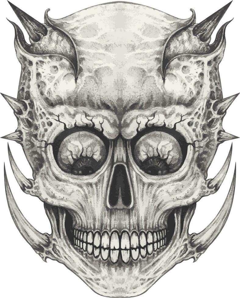 surréaliste crâne tatouage.main dessin et faire graphique vecteur. vecteur