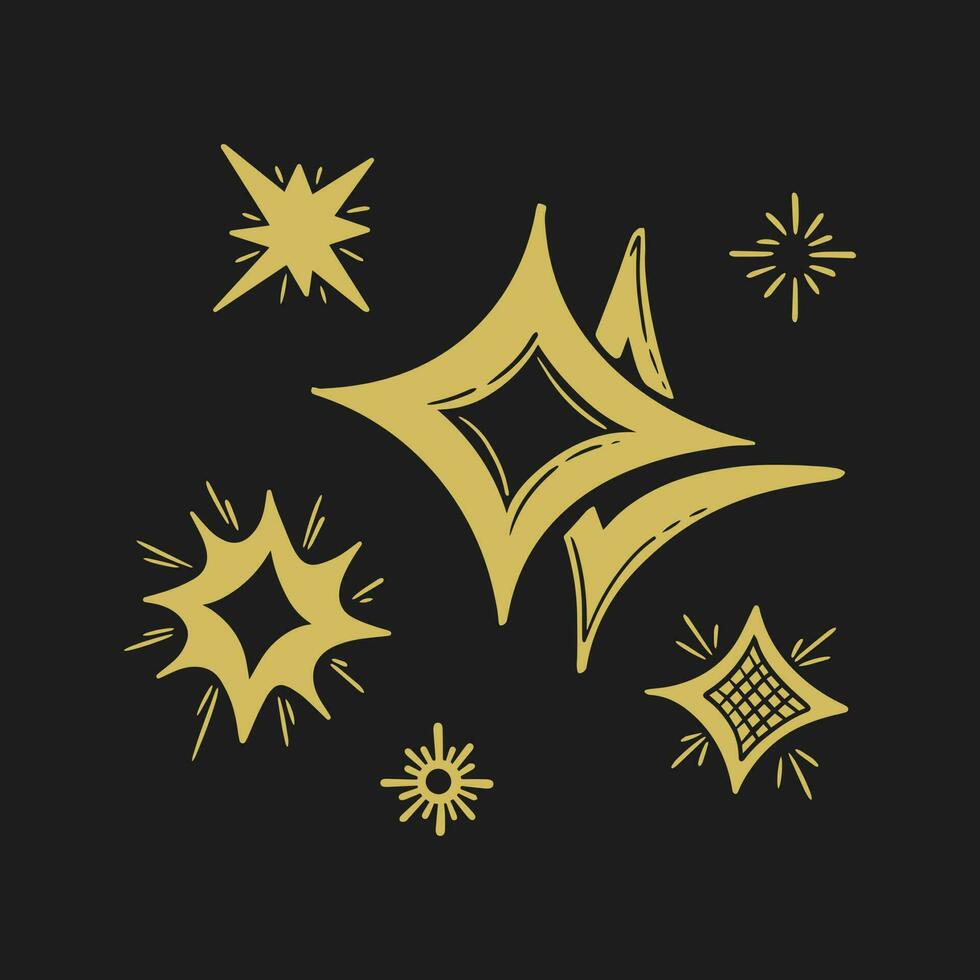 étoile scintillante, étoiles scintillantes. icône de brillance, icône d'étoile propre. isolé sur fond noir. illustration vectorielle vecteur