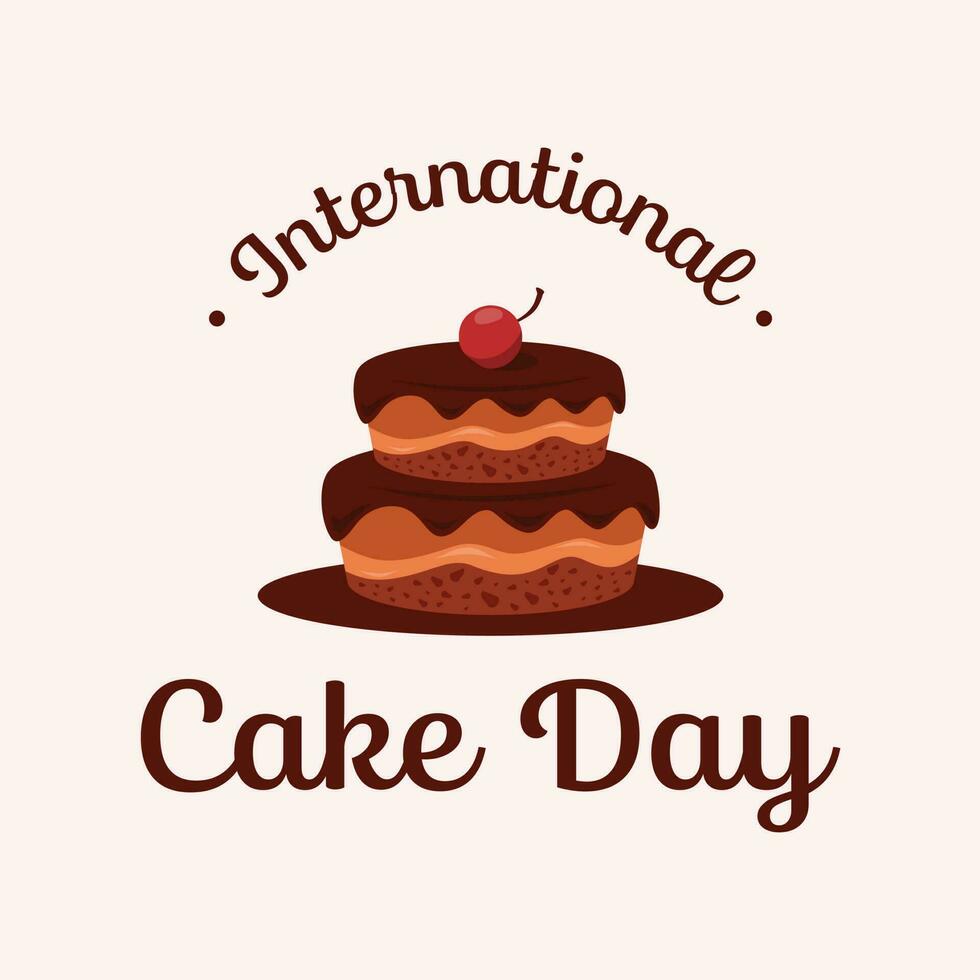 international gâteau journée calligraphie main caractères avec marron gâteau vecteur