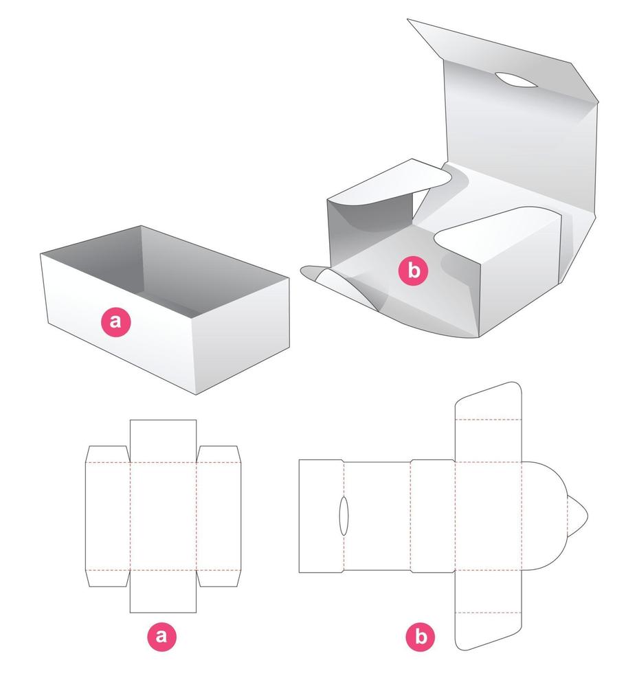 boîte de plateau en carton et couvercle enveloppé modèle découpé vecteur