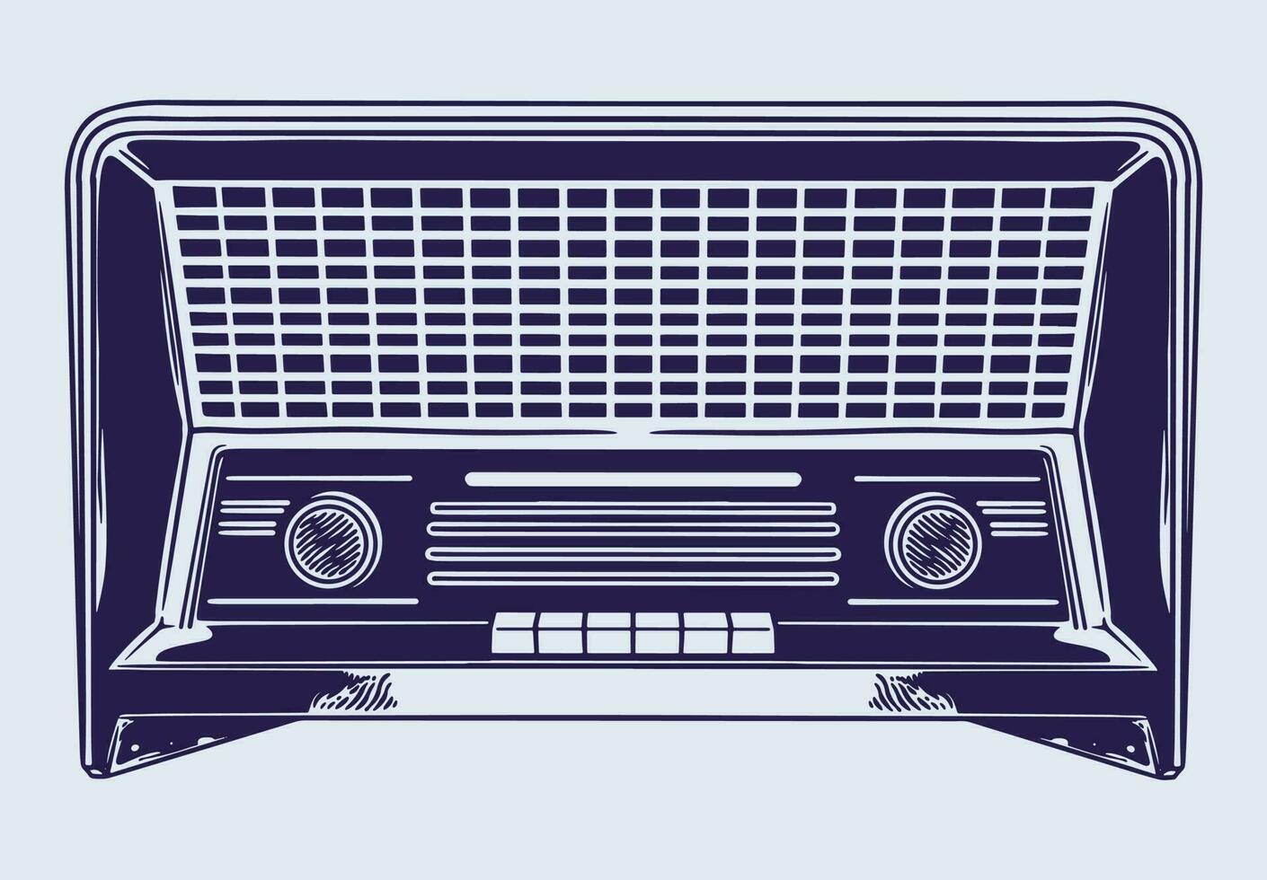 classique radio - démodé ancien sans fil destinataire - main dessin vecteur