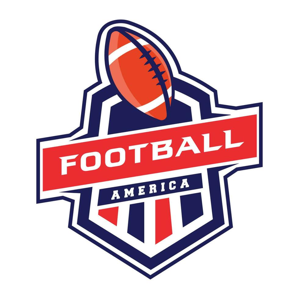 Facile rétro américain Football logo conception modèle. avec rouge et bleu Couleur combinaison vecteur