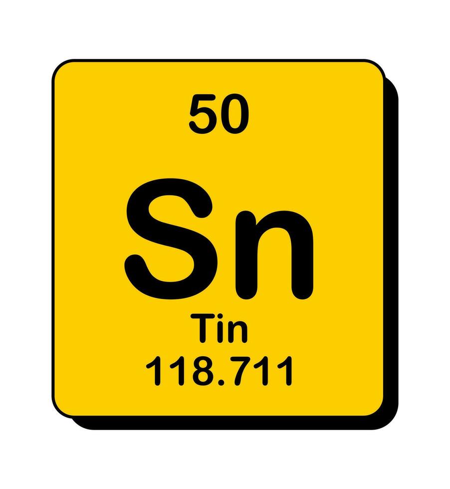 vecteur illustration de sn dans Orange carré Cadre et ombre, étain ou stannum élément icône sur blanc Contexte.