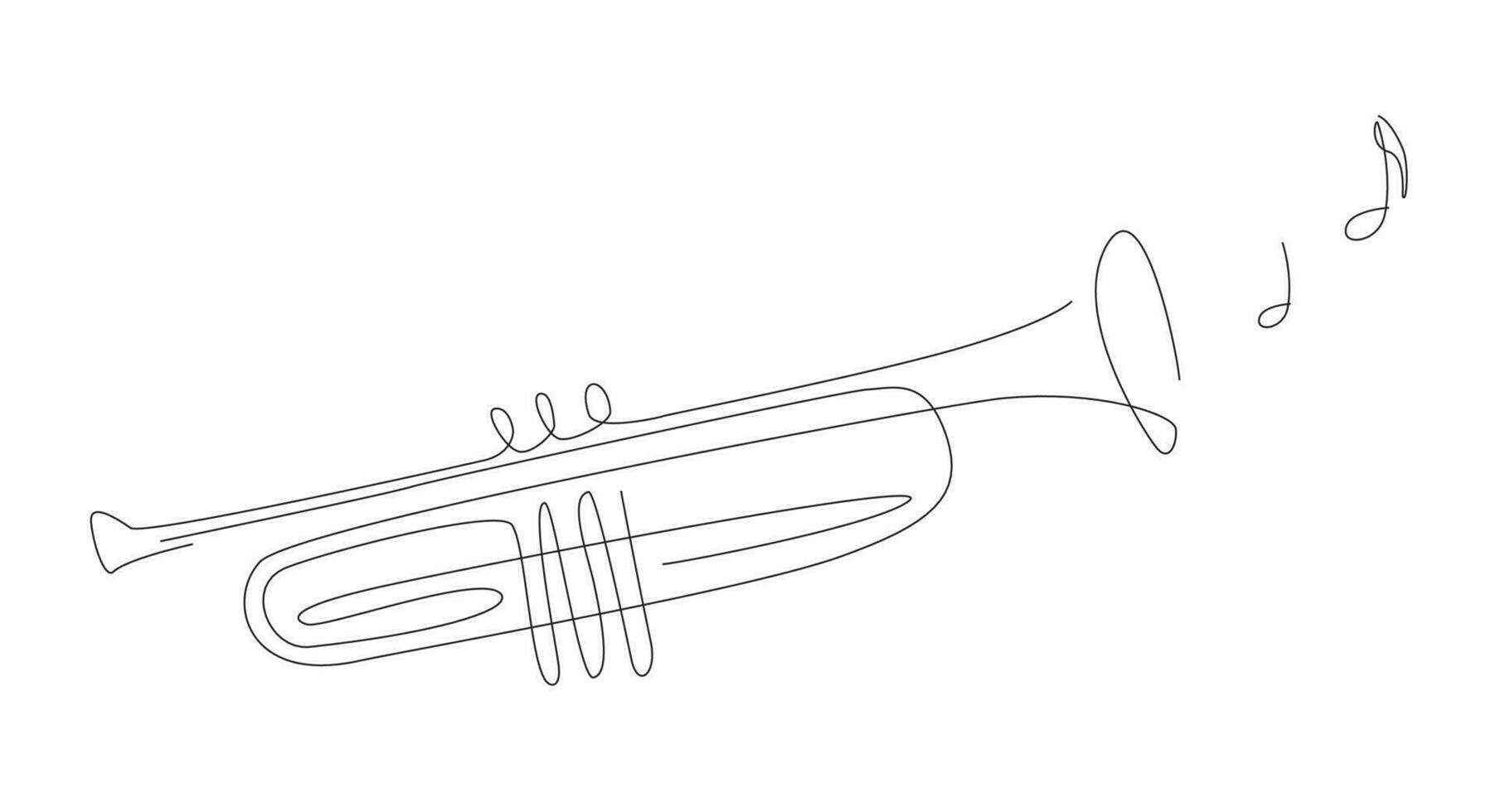 un ligne trompette illustration avec Remarques. le jazz la musique bande instrument ligne art. trompette logo Icônes vecteur conception.