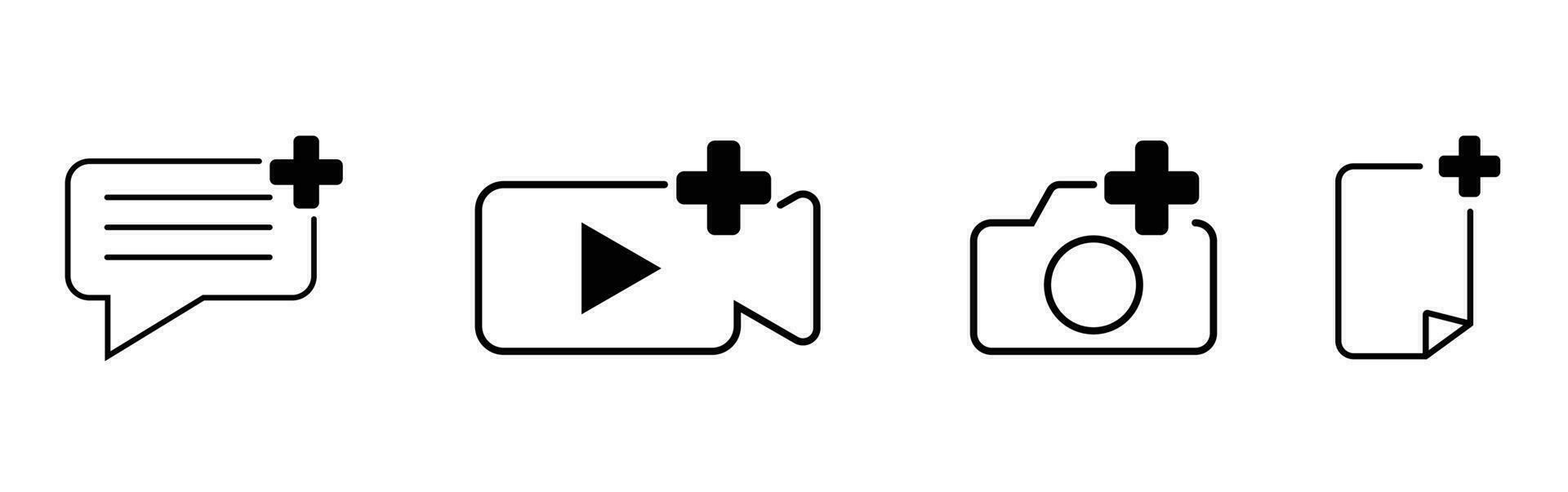 ajouter Nouveau Publier vidéo image photo commentaire icône pour social médias vecteur