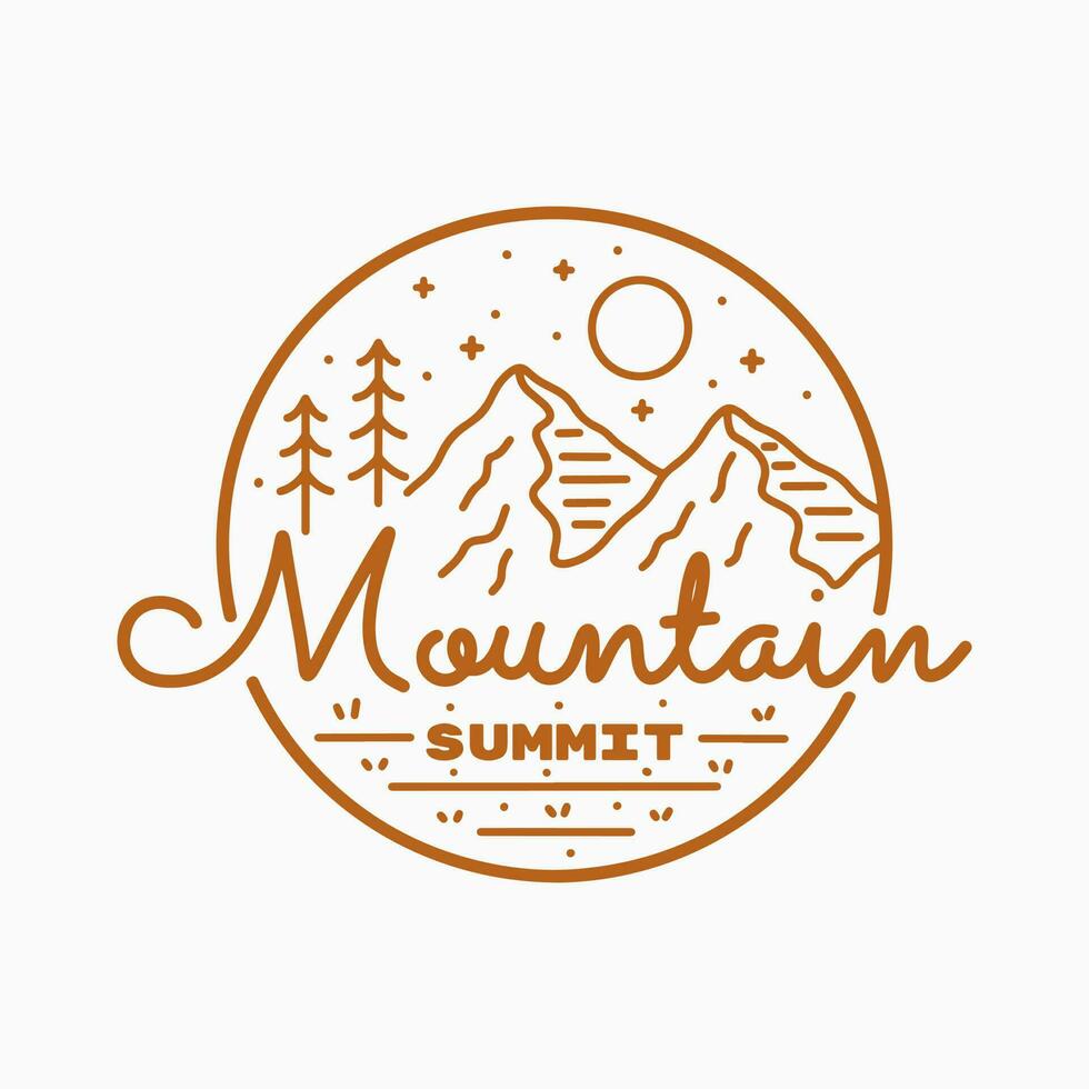 Montagne sommet camping Extérieur badge t chemise autocollant vecteur illustration