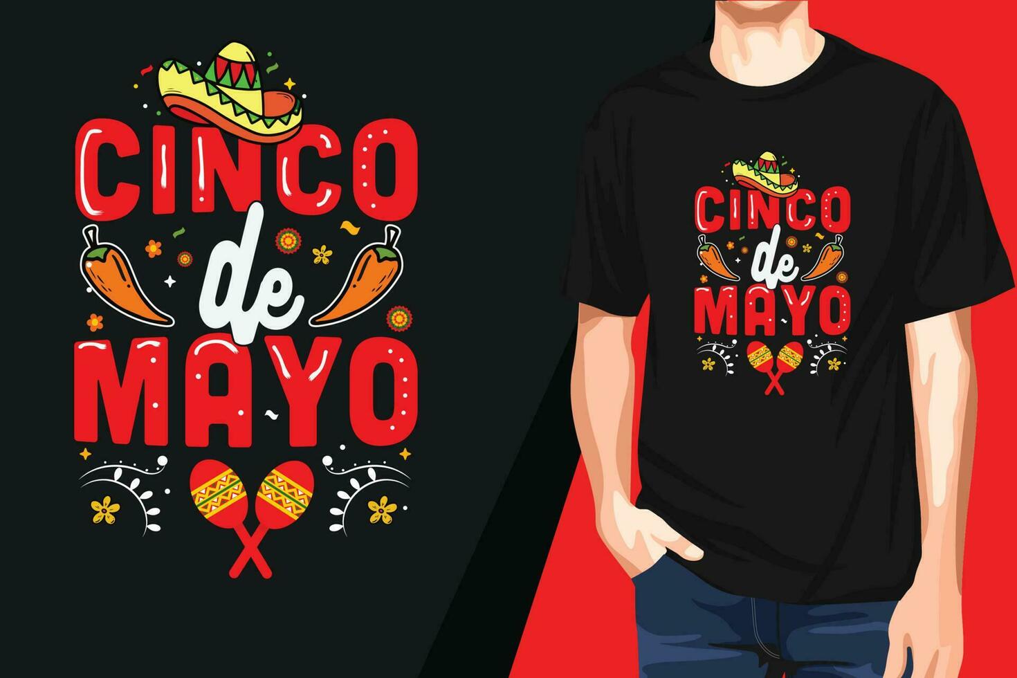 cinco de mayo t chemise conception, ou mexicain de fête t chemise conception vecteur