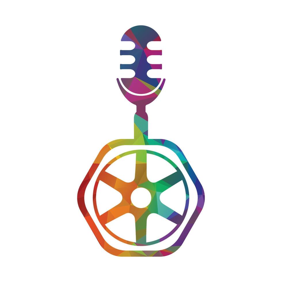 Podcast roue vecteur logo modèle conception . vecteur illustration
