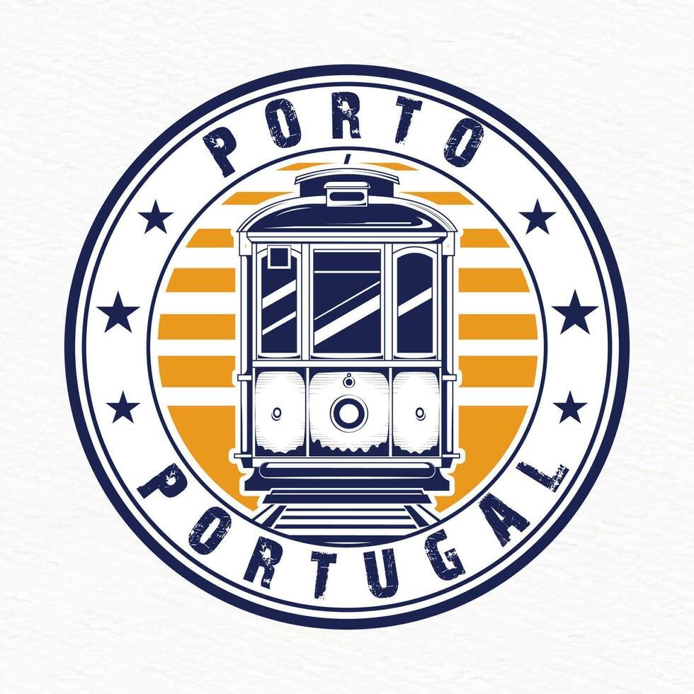 logo de porto le Portugal avec tram pour T-shirt conception vecteur illustration