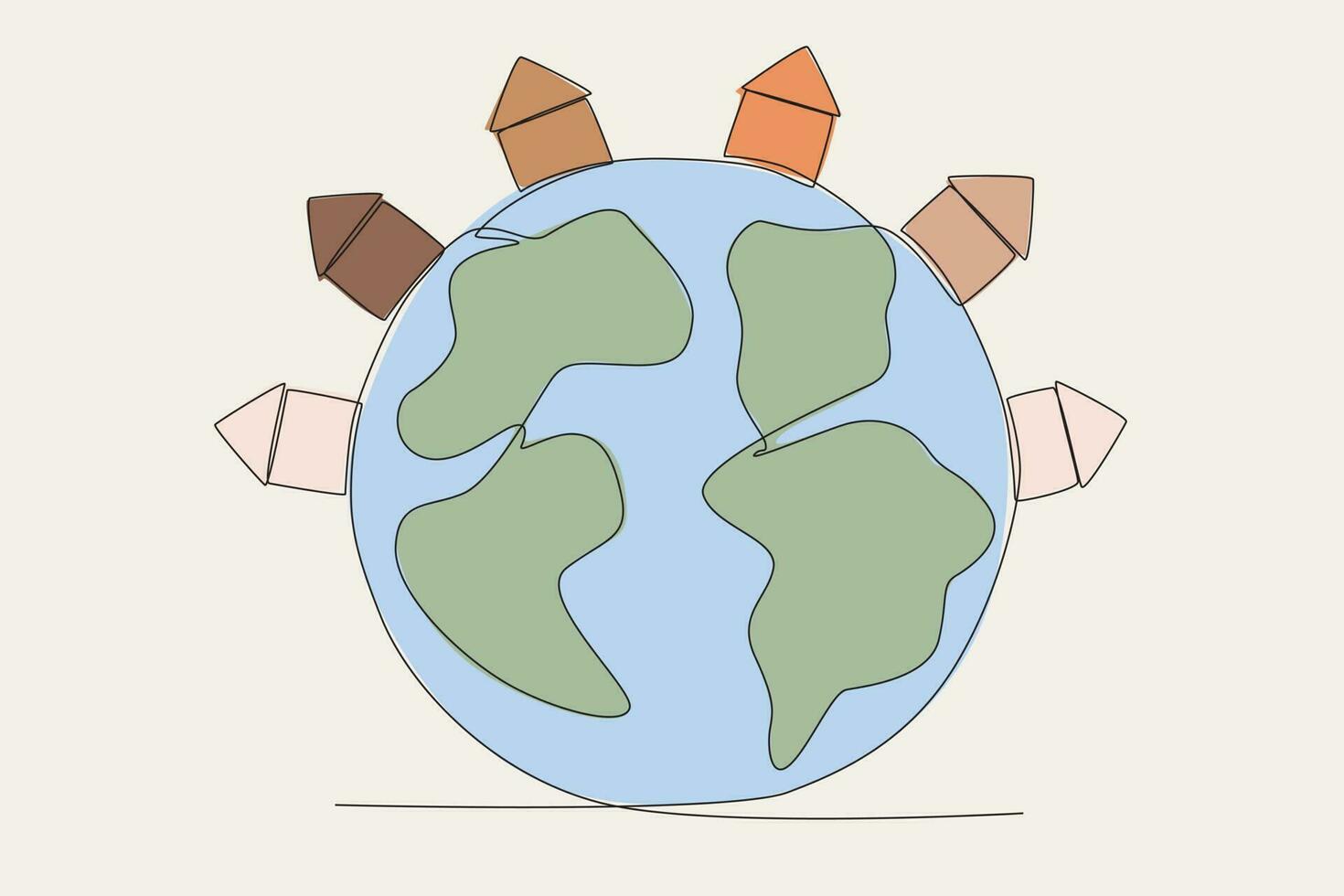 coloré illustration de le Terre avec Maisons autour il vecteur