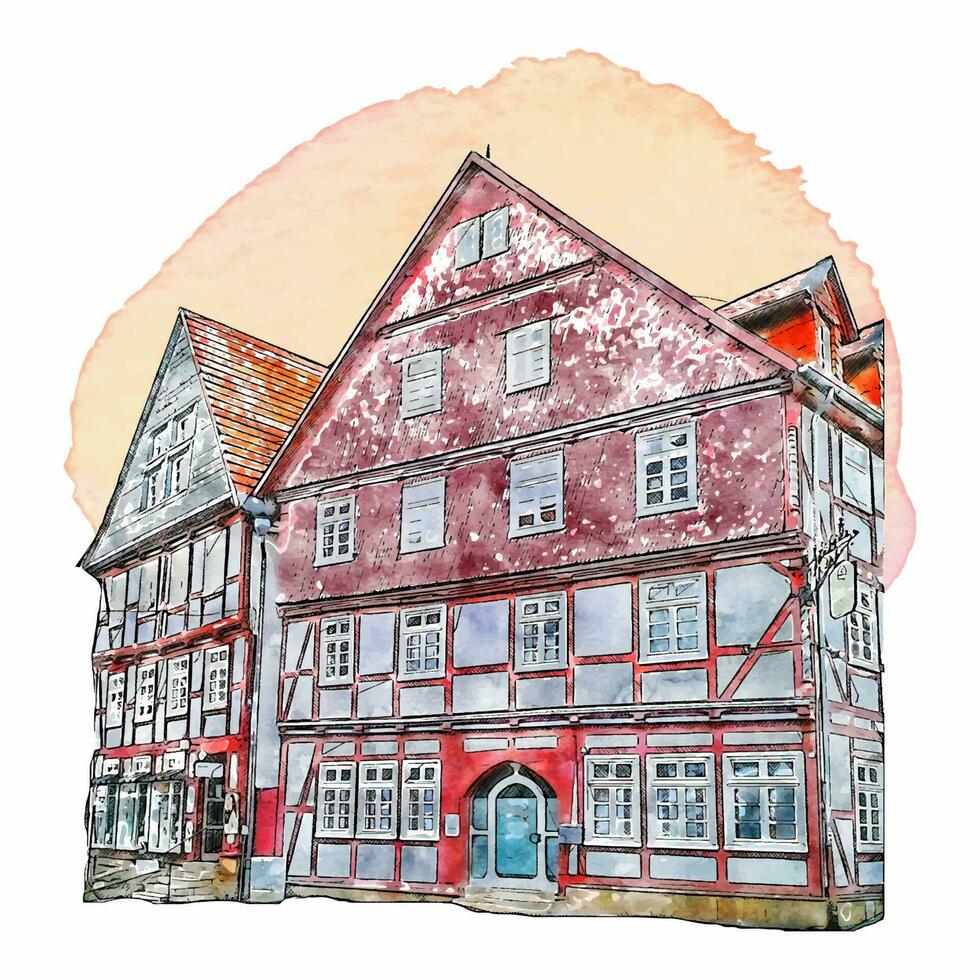 fritzlar Allemagne aquarelle main tiré illustration isolé sur blanc Contexte vecteur