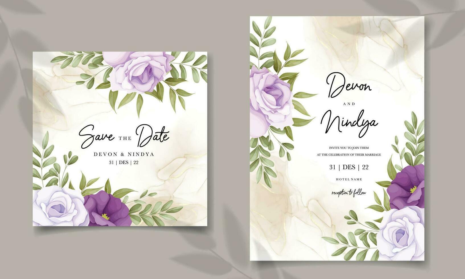 élégant mariage invitation carte avec doux fleur vecteur