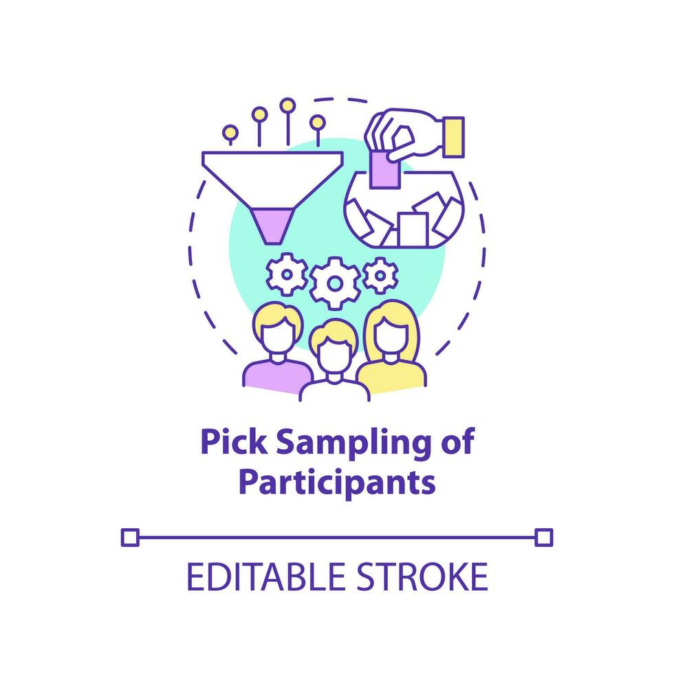 choisir échantillonnage de les participants concept icône. Comment à conduite causal recherche abstrait idée mince ligne illustration. isolé contour dessin. modifiable accident vasculaire cérébral vecteur
