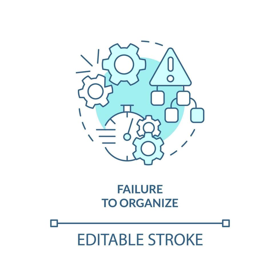 échec à organiser turquoise concept icône. smed en relation piège. inefficace processus abstrait idée mince ligne illustration. isolé contour dessin. modifiable accident vasculaire cérébral vecteur