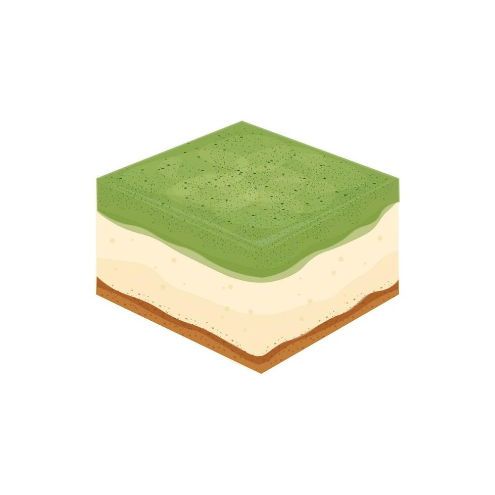 matcha vert thé saveur fromage gâteau boîte vecteur illustration logo