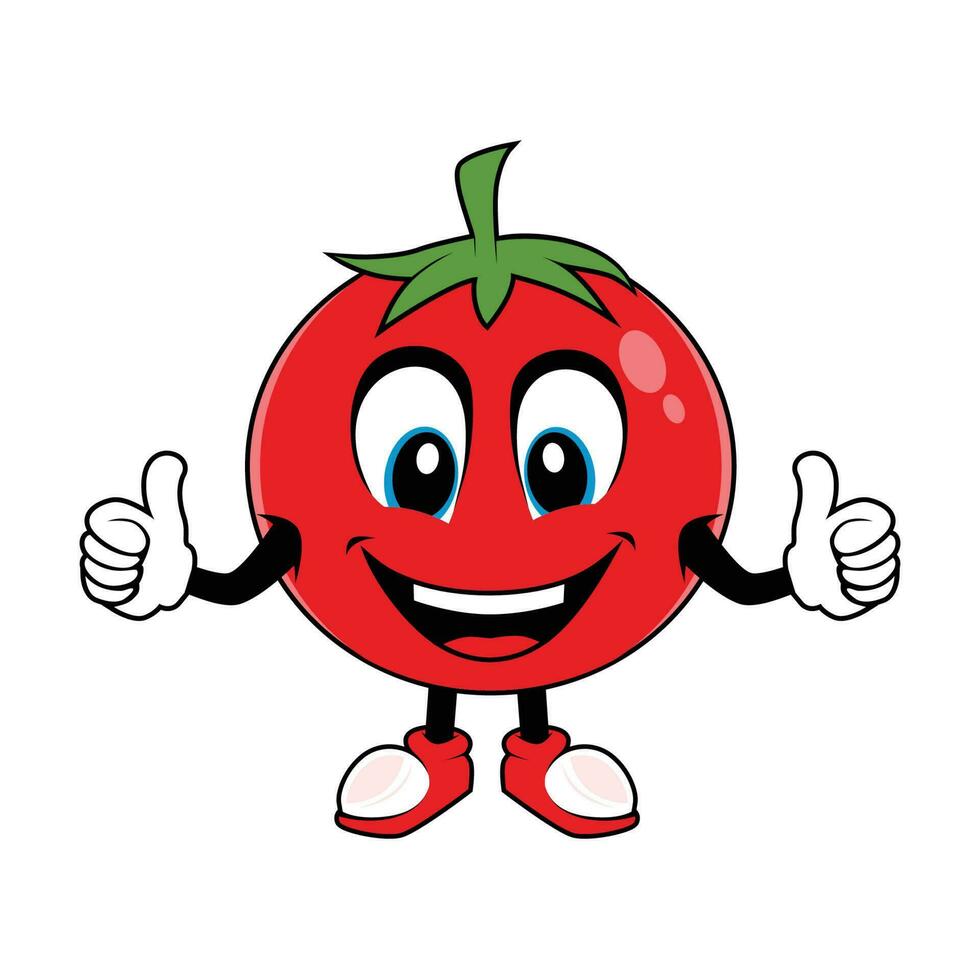 souriant tomate fruit dessin animé mascotte donnant les pouces en haut. vecteur illustration de rouge tomate personnage avec divers mignonne expression