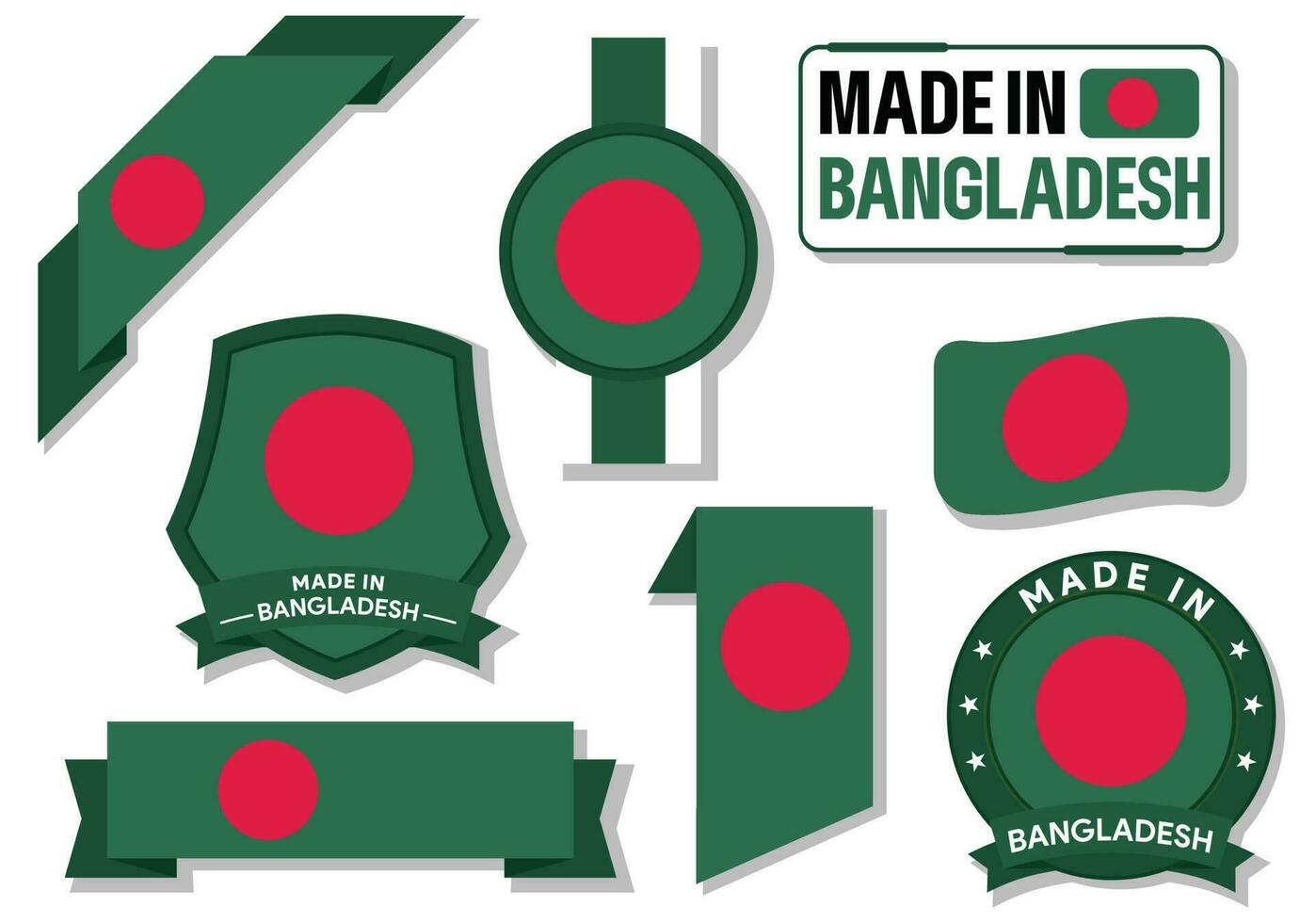 collection de fabriqué dans bangladesh badges Étiquettes bangladesh drapeaux dans ruban vecteur illustration