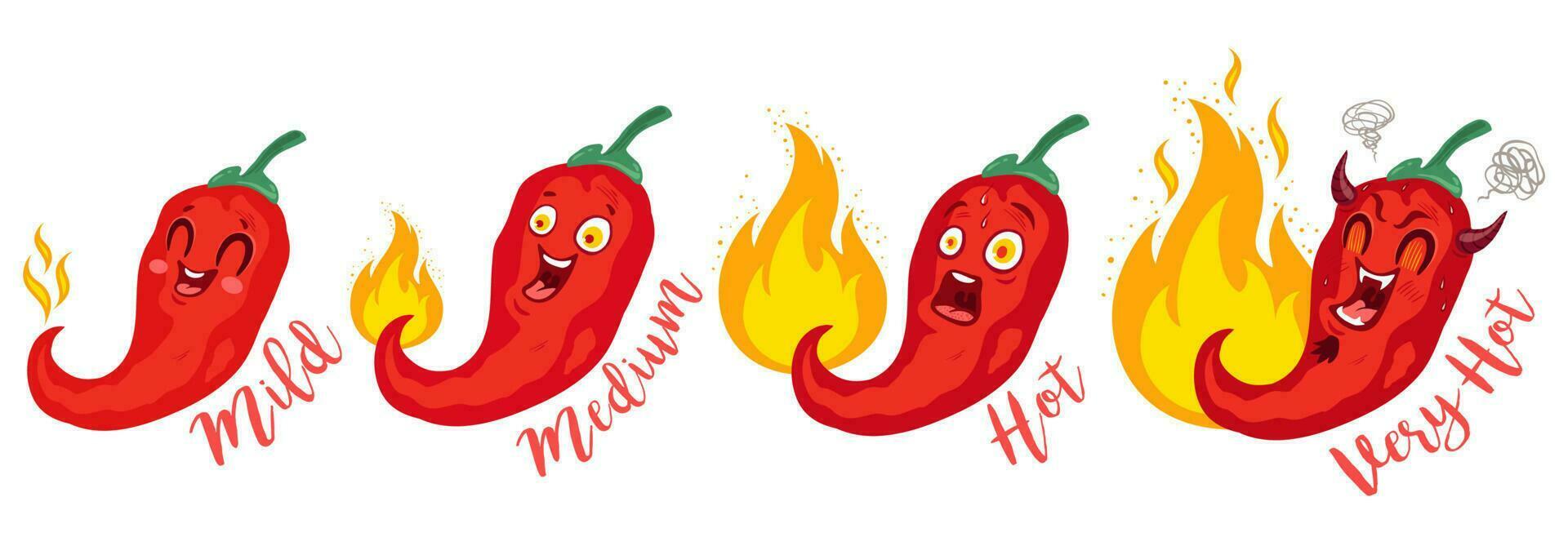 vecteur st illustration de une épicé Chili poivrons avec flamme. dessin animé rouge Chili pour mexicain ou thaïlandais nourriture