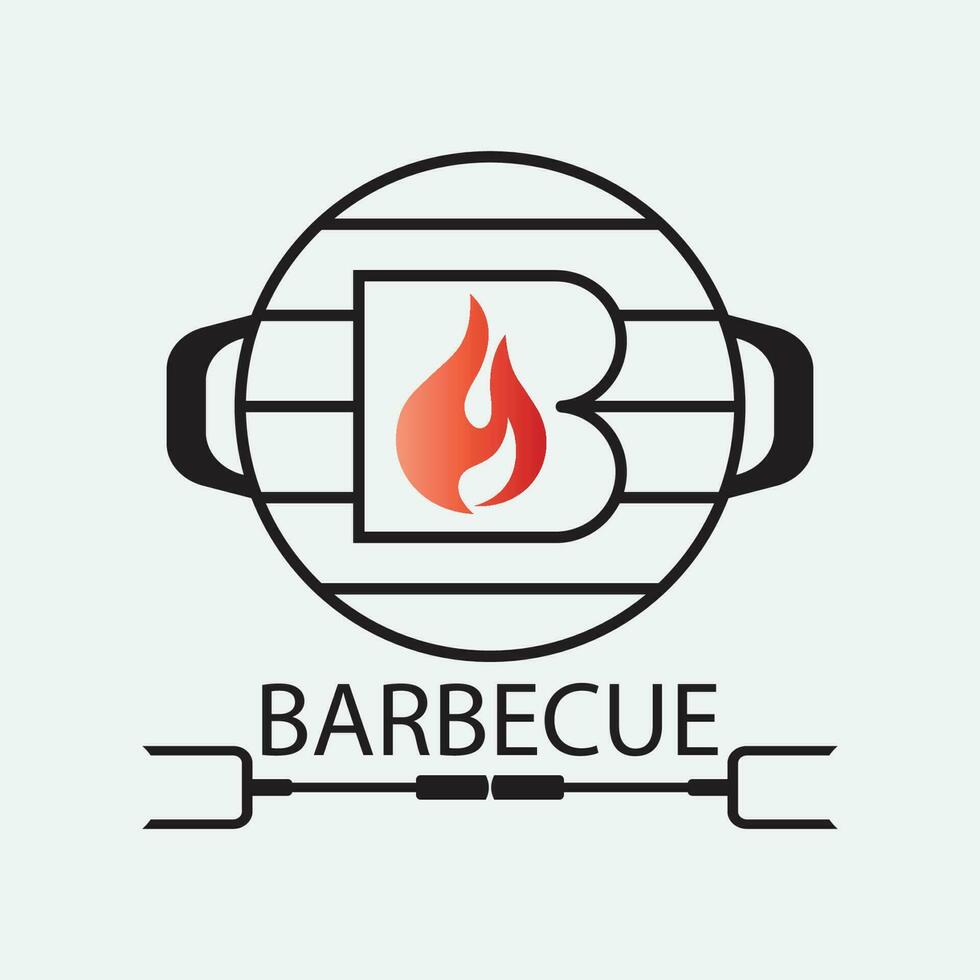 barbecue logo conception modèle illustration. vecteur