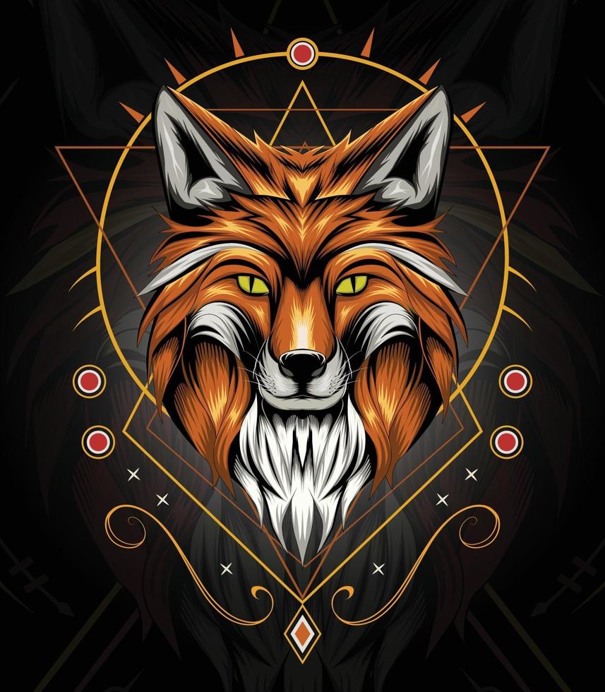 vecteur visage animal renard avec fond ornement celtique. design élégant pour t-shirt, vêtements, vêtements