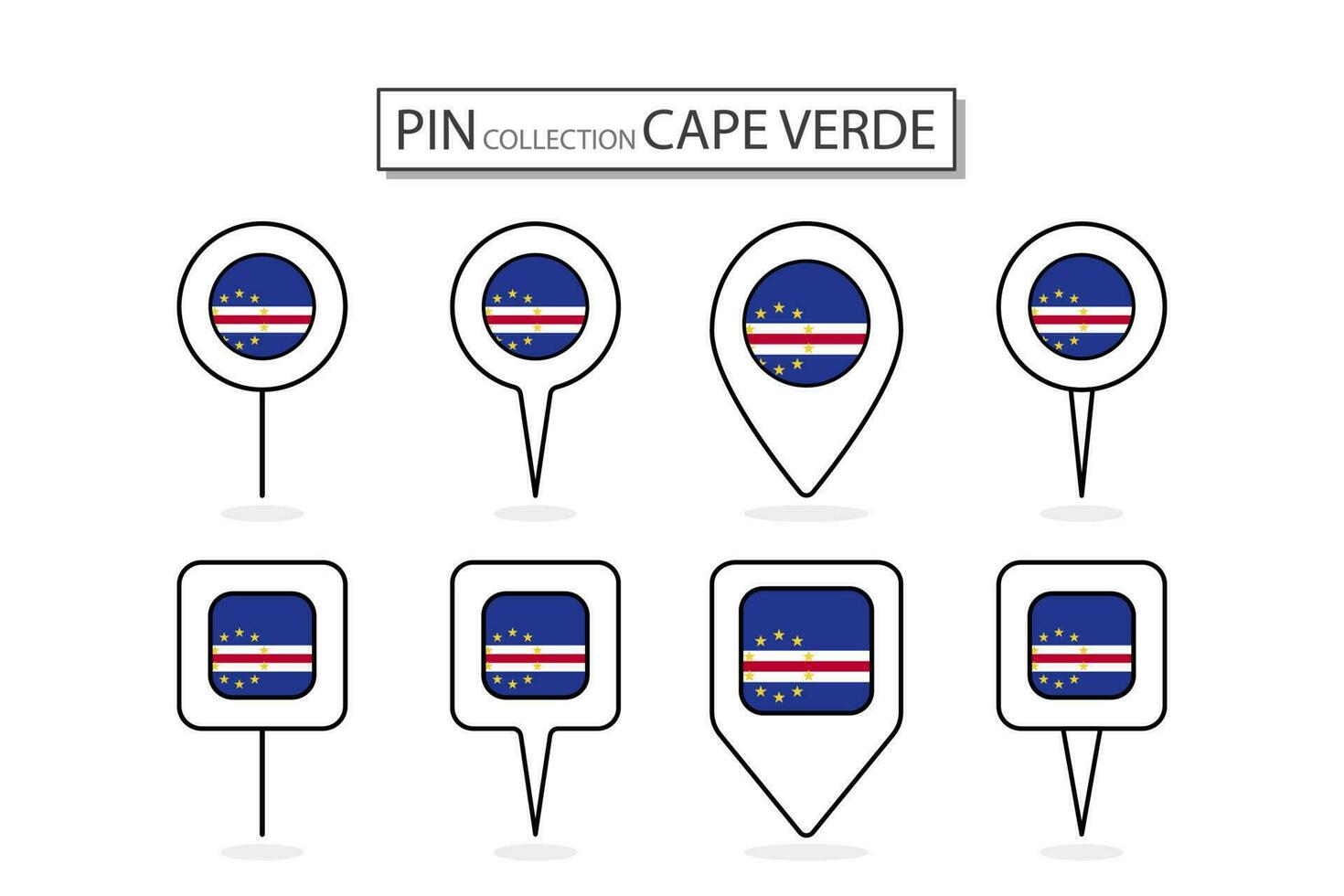 ensemble de plat épingle cap verde drapeau icône dans diverse formes plat épingle icône illustration conception. vecteur