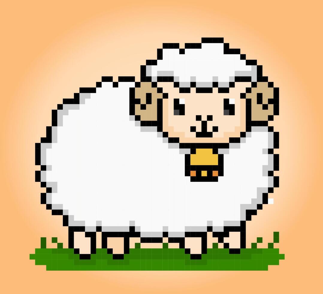 8 bit pixel de mouton. animal pixels pour Jeu les atouts et traverser point motifs dans vecteur illustrations.