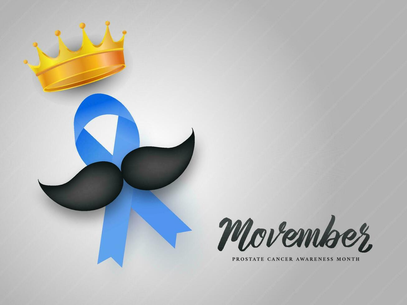 movember bannière ou affiche conception avec sida ruban, moustache et d'or couronne pour prostate cancer conscience mois concept. vecteur