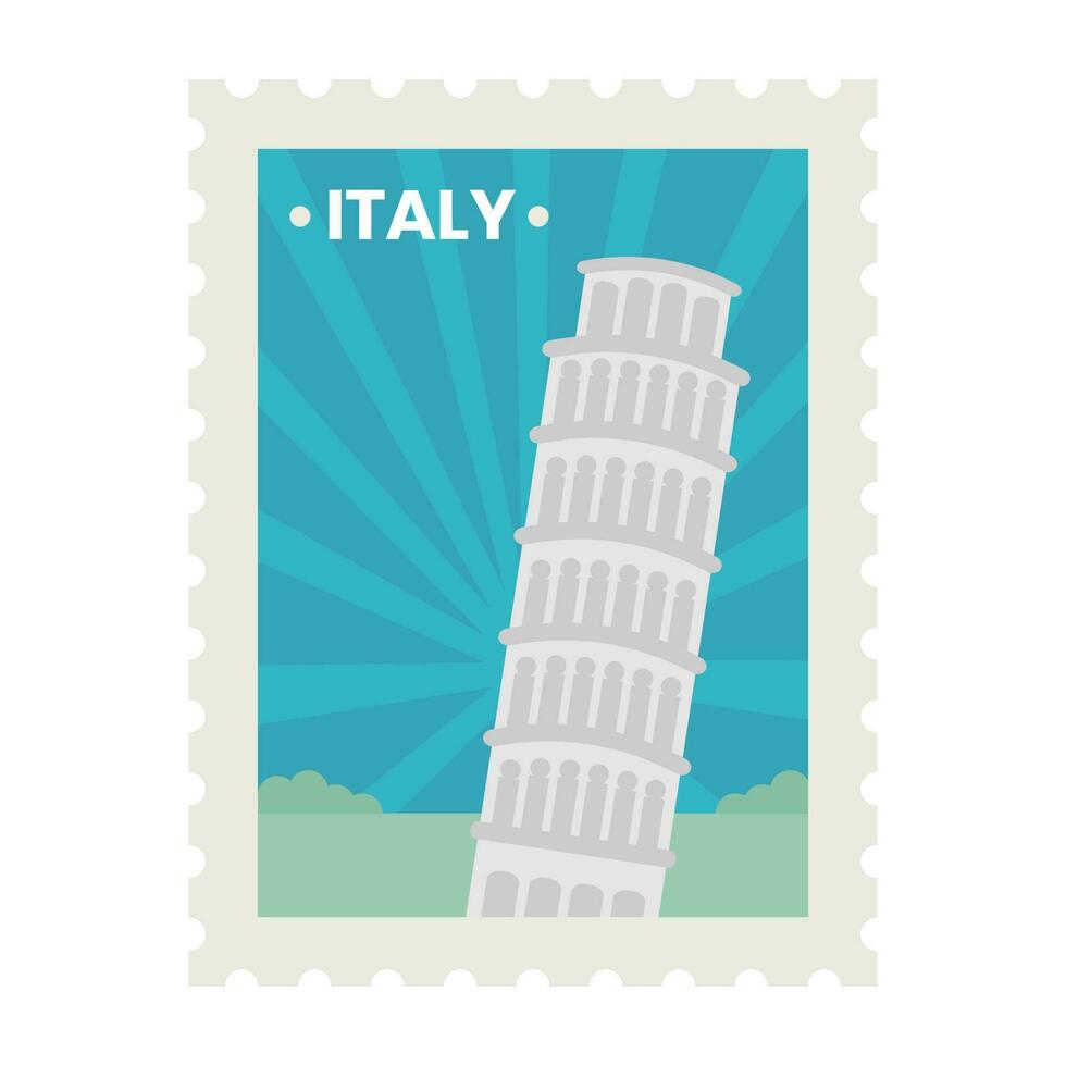 isolé pise la tour contre bleu des rayons Contexte pour Italie timbre ou billet conception. vecteur