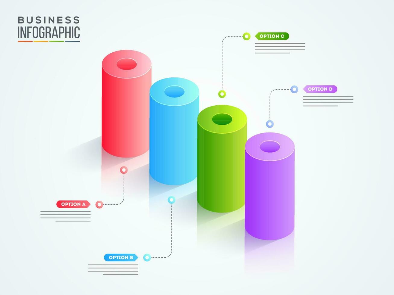 3d coloré colonne infographie graphique avec quatre option sur blanc Contexte pour affaires ou entreprise secteur. vecteur