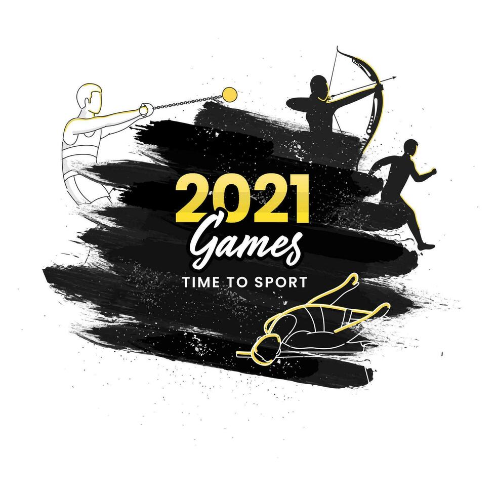 2021 Jeux, temps à sport concept avec divers athlétisme dans action pose. vecteur