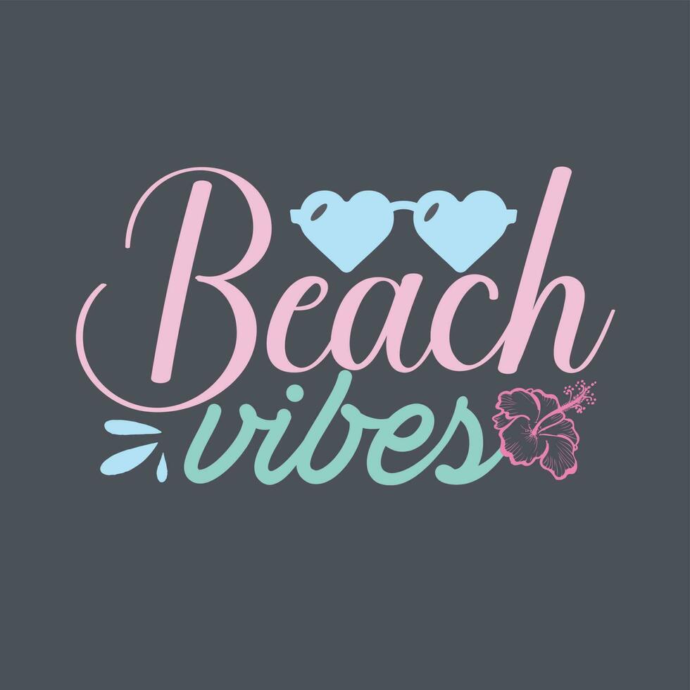 plage vibrations, typographie t chemise conception, utilisation tee, casquette, tasse, sac vecteur