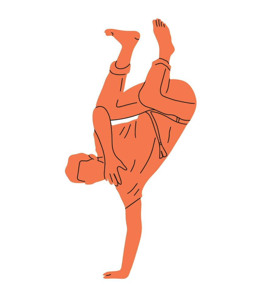 main tiré homme Faire capoeira vecteur silhouette. Facile griffonnage illustration pour sport équipes, équipement et événements