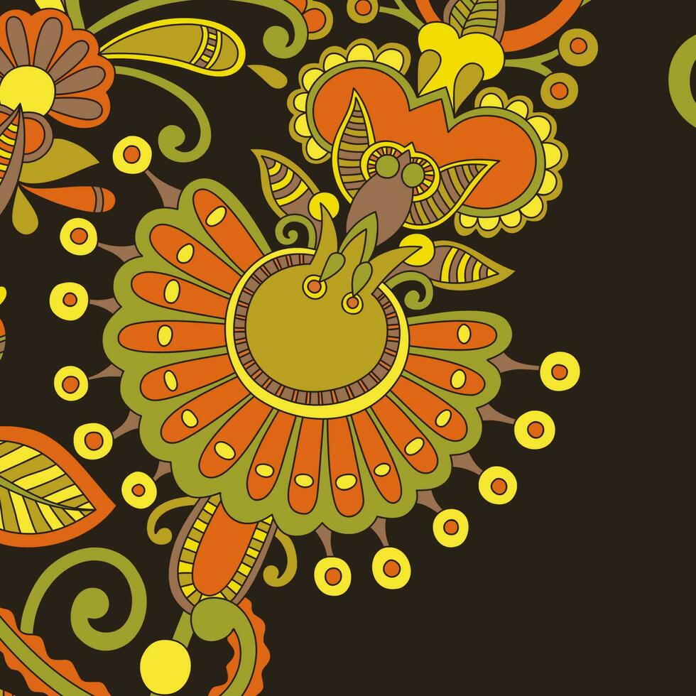 classique style Contexte avec floral ornement, batik dessin. vecteur