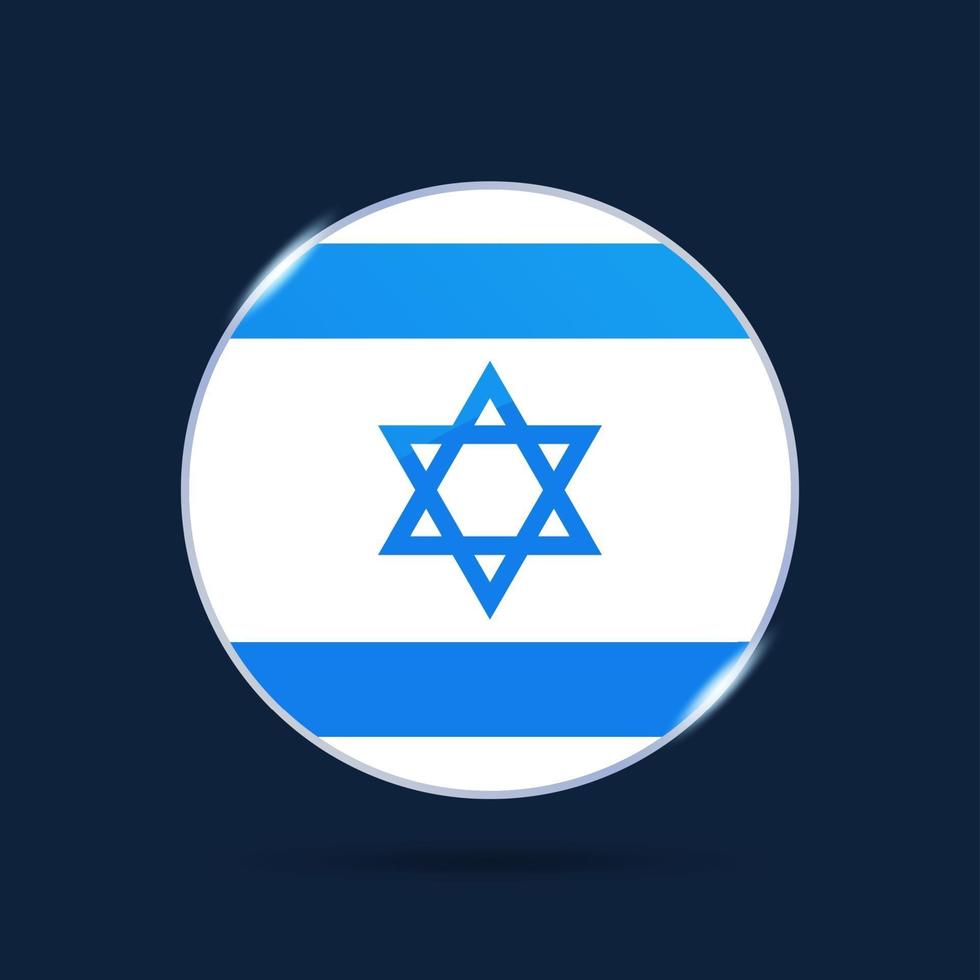 Icône de bouton cercle drapeau national israël. drapeau simple, couleurs officielles et proportion correctement. illustration vectorielle plane. vecteur