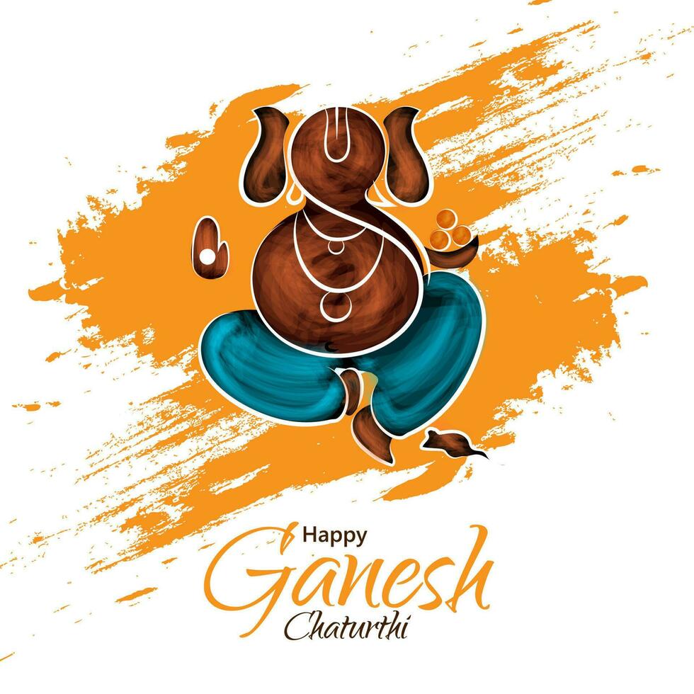 illustration de Seigneur ganesha sur Orange brosse accident vasculaire cérébral Contexte pour content ganesh chaturthi fête. vecteur