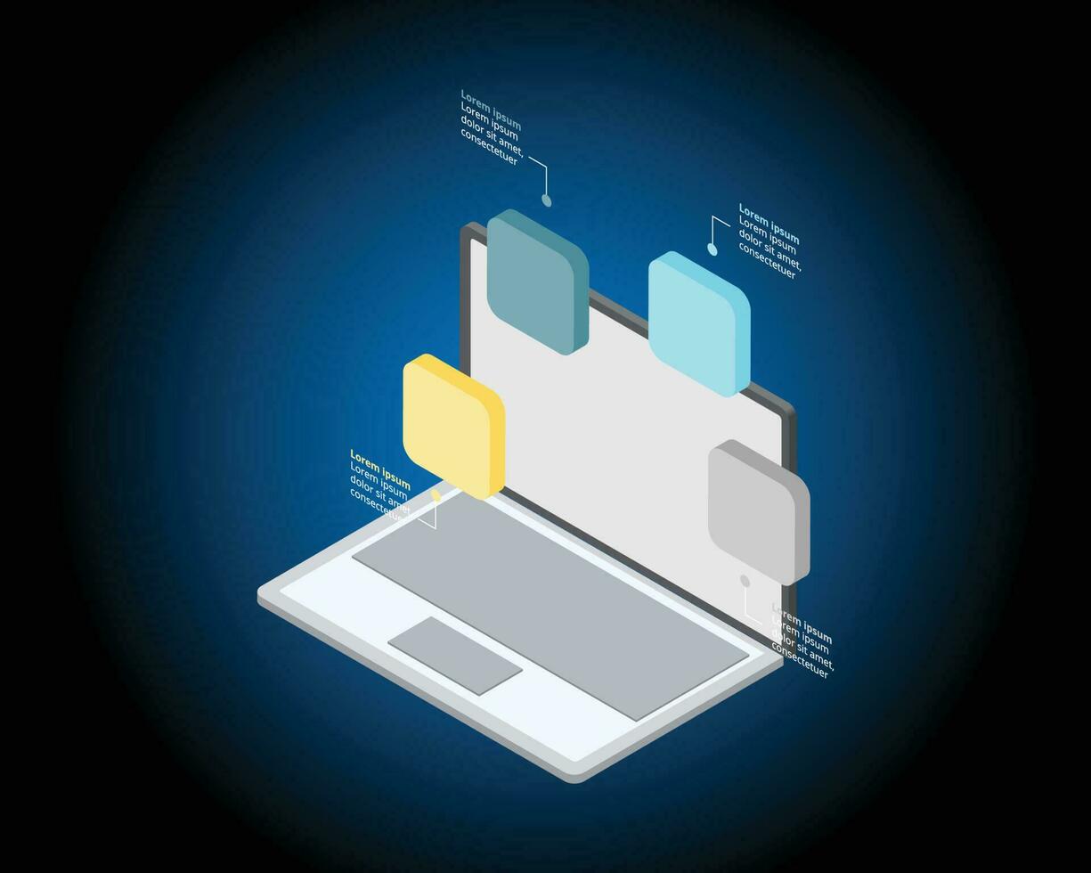 affaires plan travail avec portable modèle pour infographie pour présentation pour 4 élément vecteur