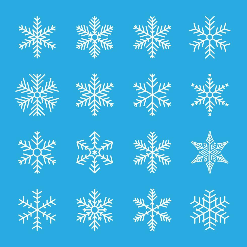 flocon de neige hiver ensemble de bleu isolé icône silhouette sur blanc Contexte. vecteur illustration