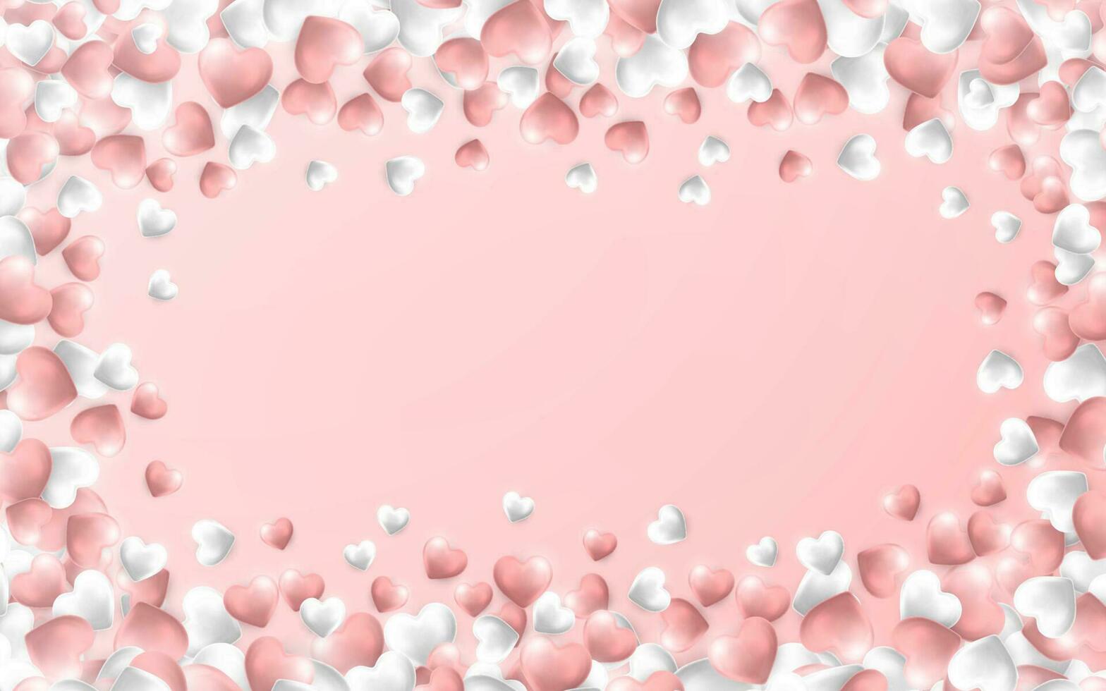 content valentines journée arrière-plan, rose et blanc cœurs sur rose Contexte. vecteur illustration