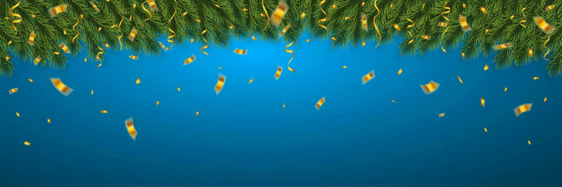 de fête Noël ou Nouveau année Contexte. Noël sapin branches avec confettis. vacances Contexte. vecteur illustration