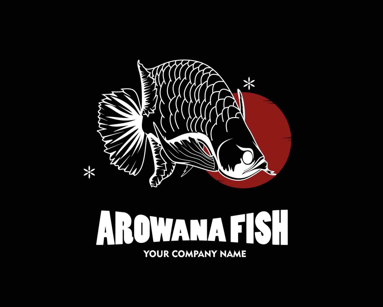 arowana poisson logo de arowana poisson symbole sur noir vecteur