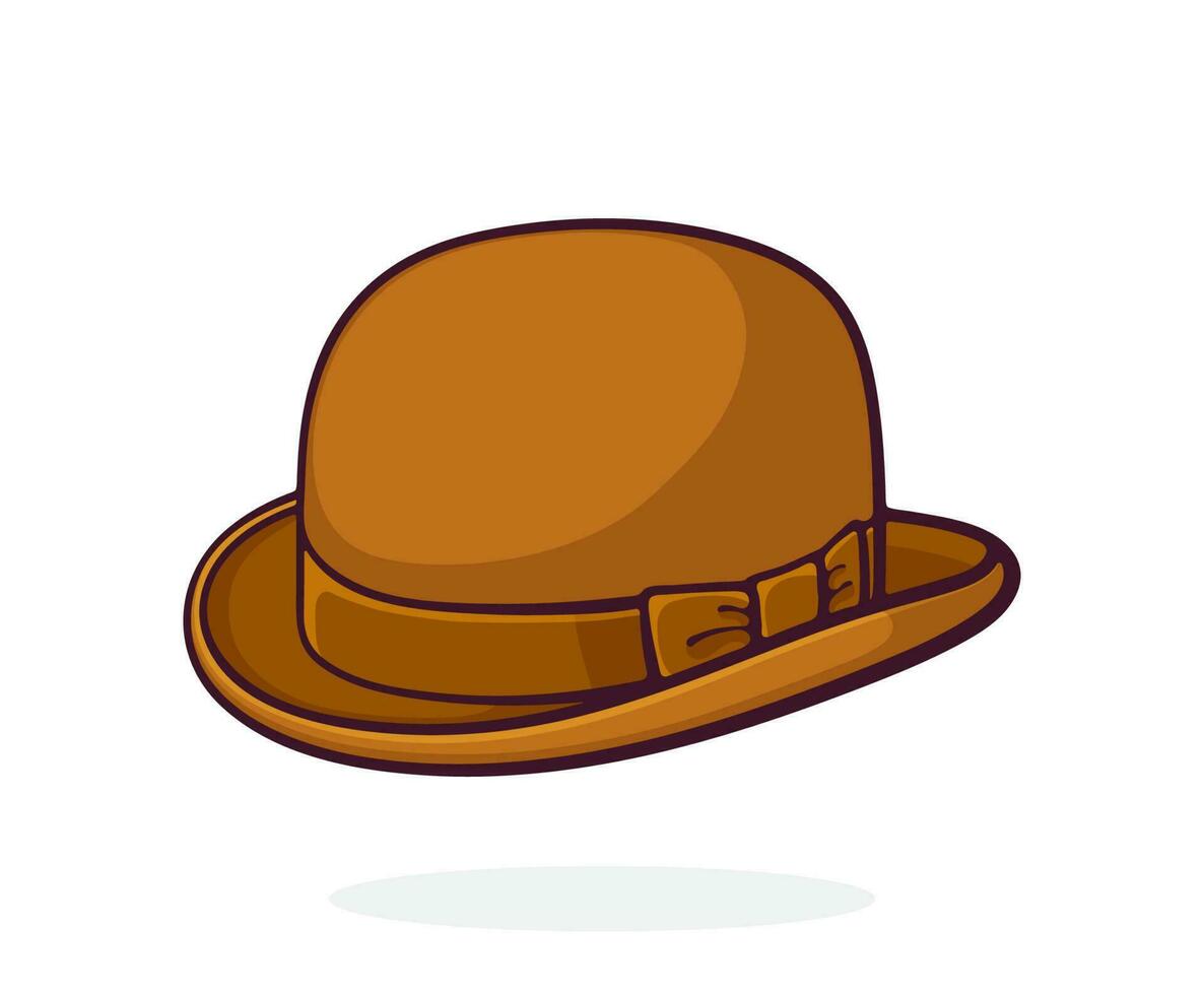 dessin animé illustration de marron rétro melon chapeau vecteur