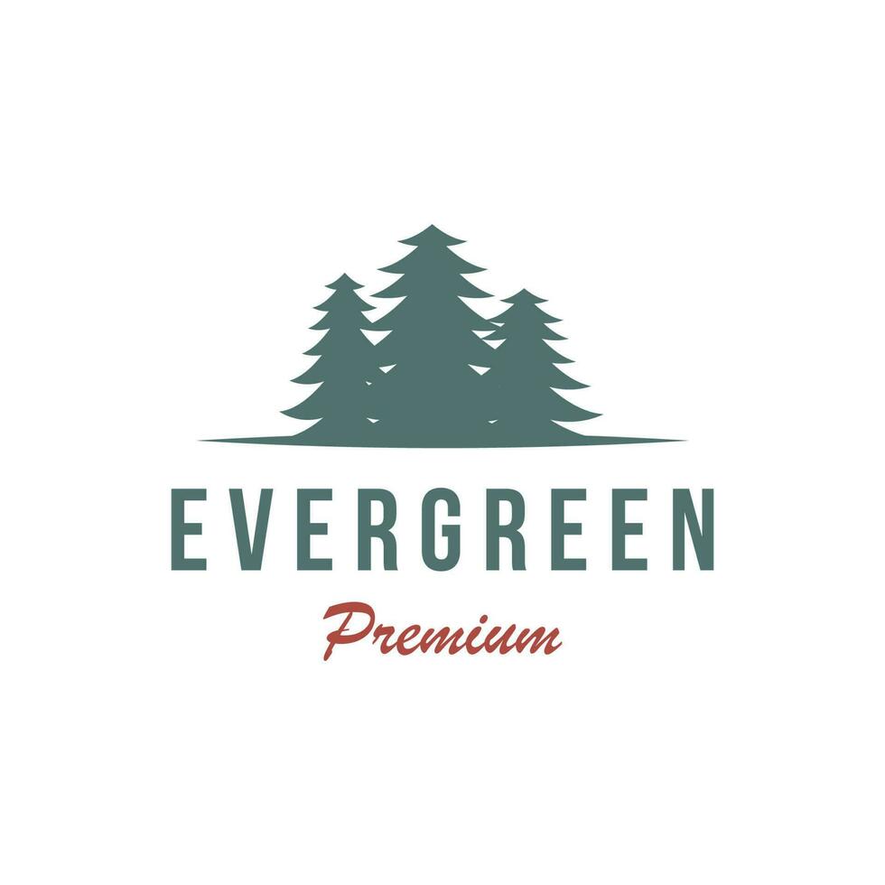 pin arbre, à feuilles persistantes et Montagne ancien logo design.logo pour aventurier, camping, nature, badge et entreprise. vecteur