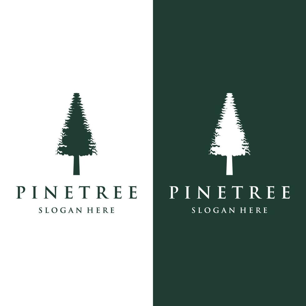 pin arbre, à feuilles persistantes et Montagne ancien logo design.logo pour aventurier, camping, nature, badge et entreprise. vecteur