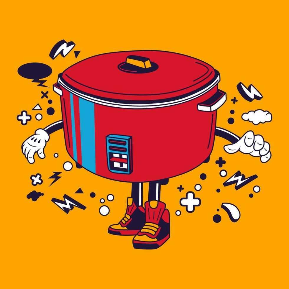 riz cuisinier dessin animé personnage autocollant vecteur Stock illustration