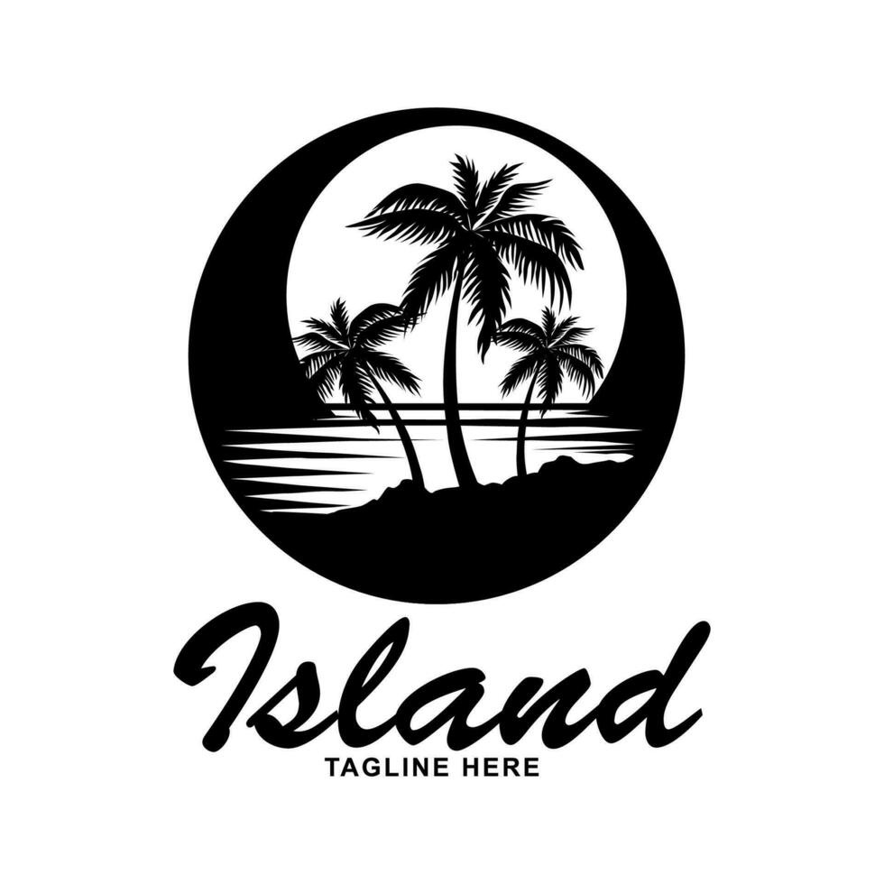 plage île logo silhouette conception vecteur illustration.