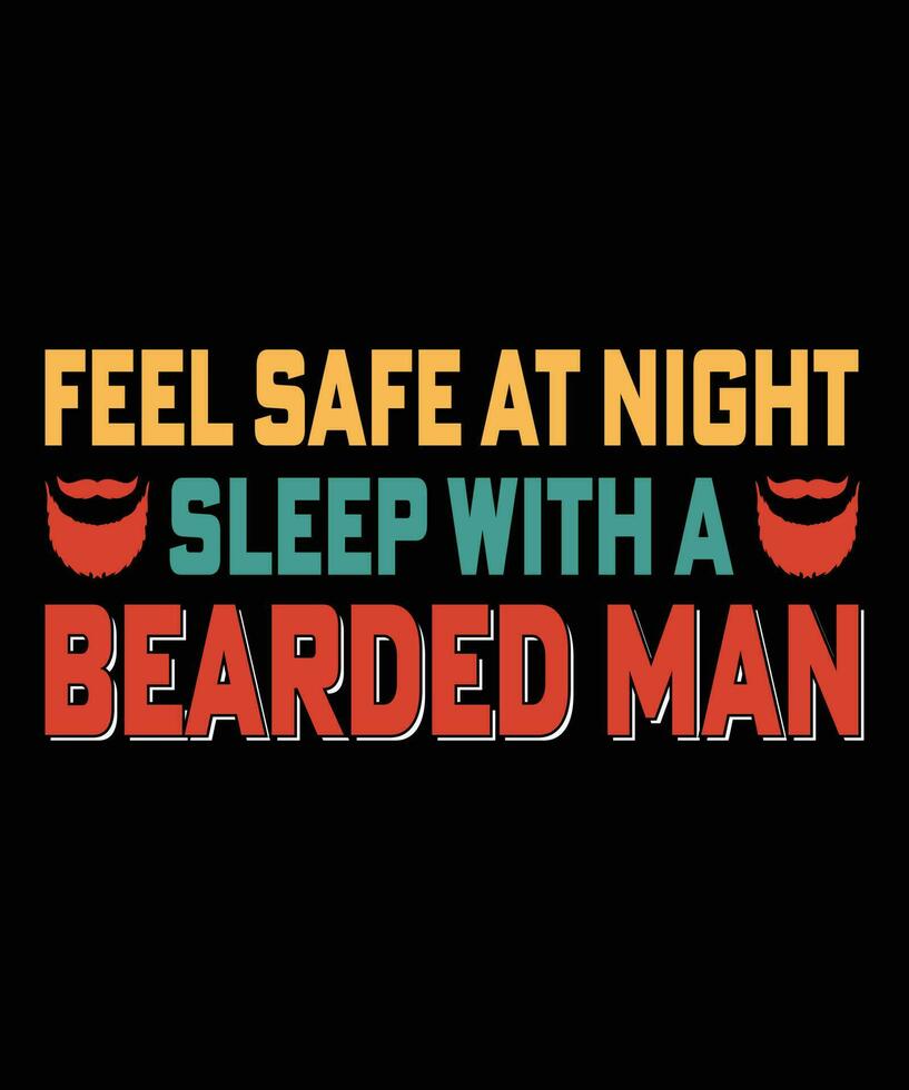 ressentir sûr à nuit sommeil avec une barbu homme. T-shirt conception. impression modèle.typographie vecteur illustration.