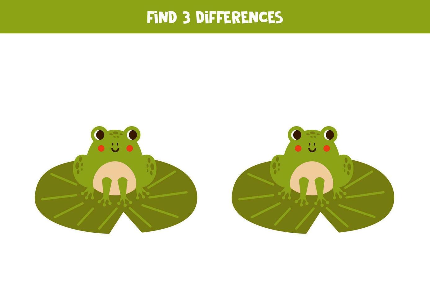 trouver 3 différences entre deux mignonne dessin animé grenouilles. vecteur