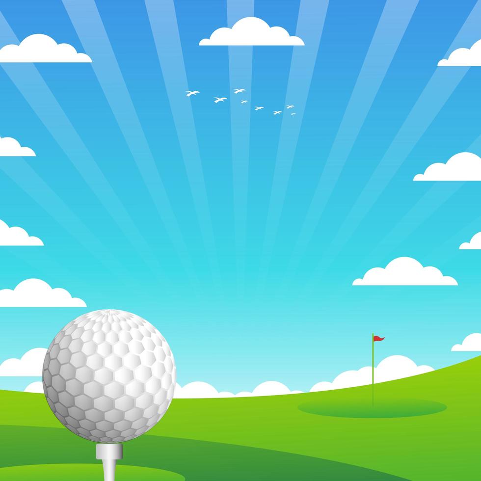 golf avec fond de paysage vecteur